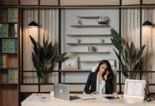 woman working at the desk in office