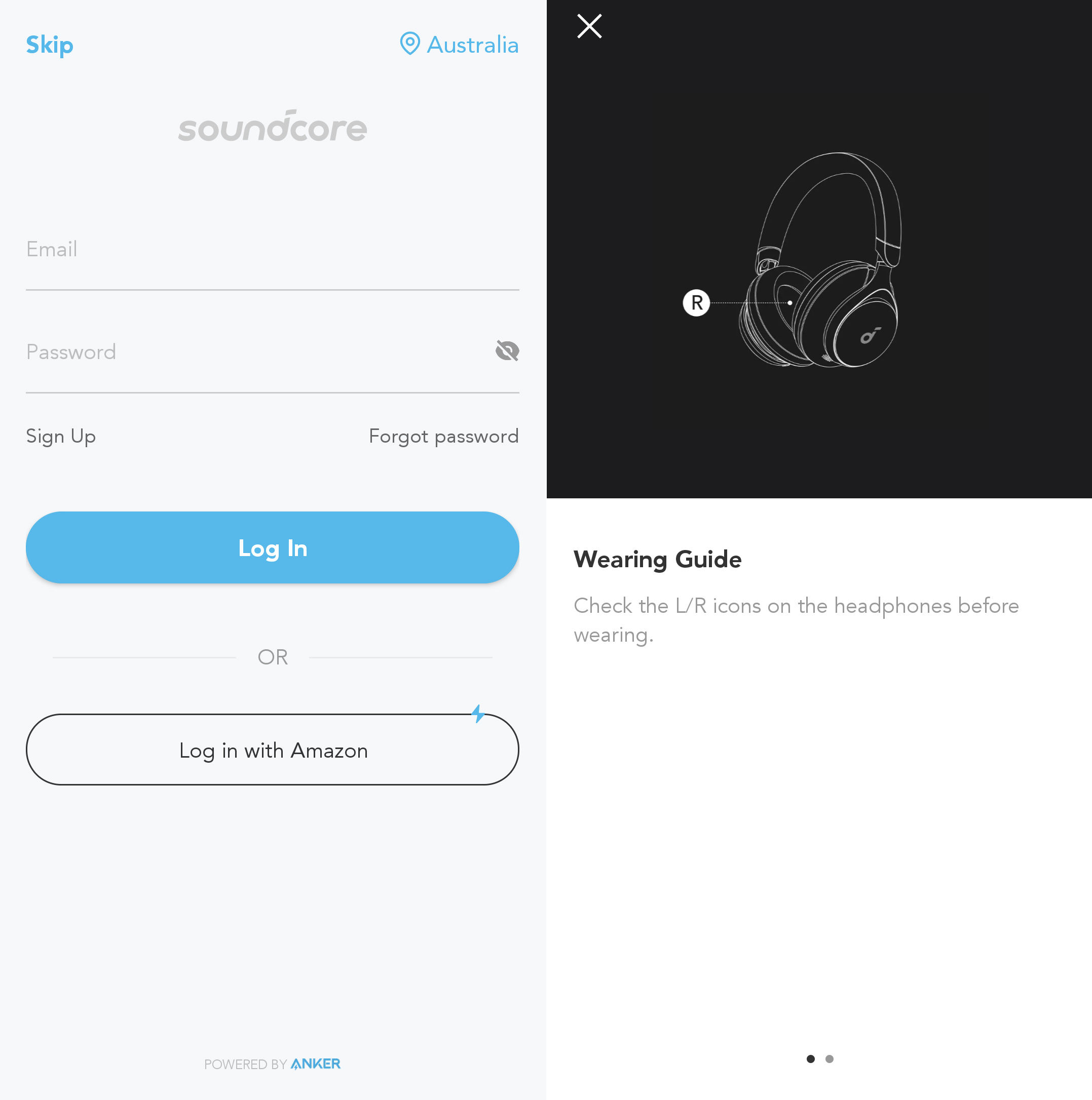 screen shots of the Soundcore app