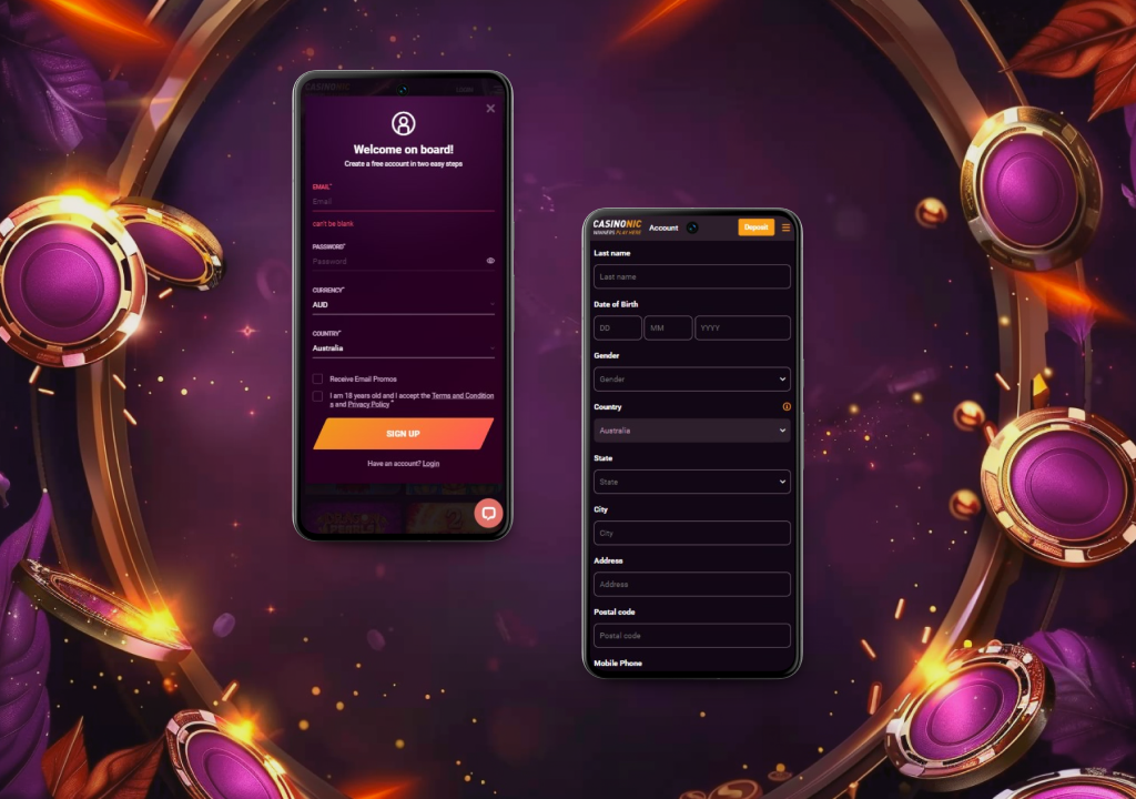 How to register at Casinonic casino